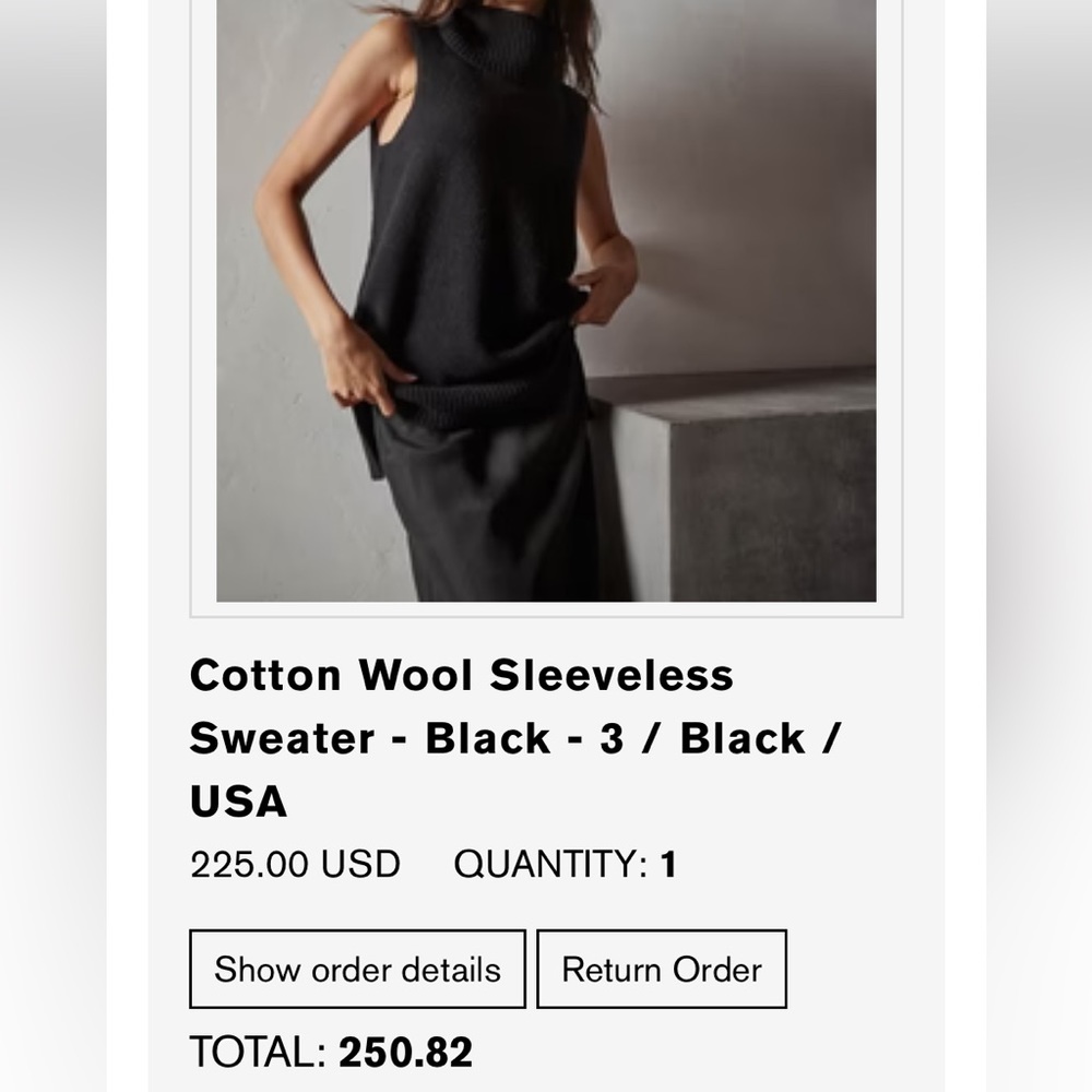 Women’s James Perse Black Sleevless Cowl Neck Sweater